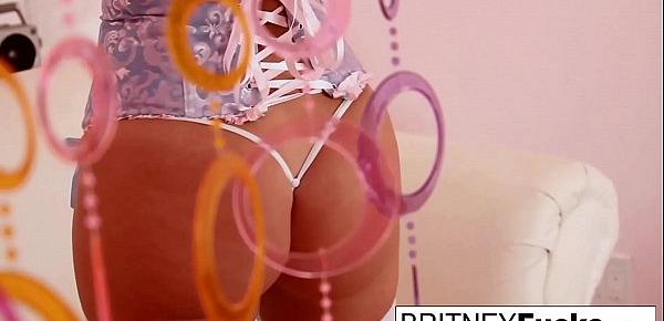  Hot blonde bombshell Britney plays with a vibrator